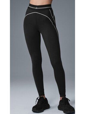 Alo Airbrush High-Waist Heart Throb Leggings Black White Hi-Rise Waisted Tights